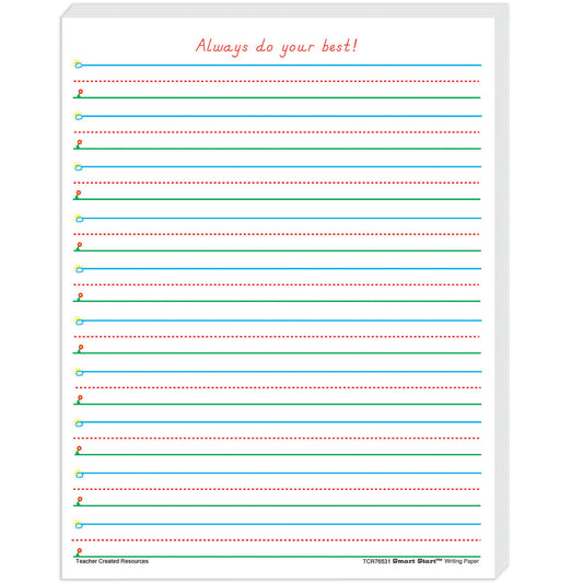 Smart Start 1-2 Writing Paper: 100 Sheets Per Pack, 4 Packs