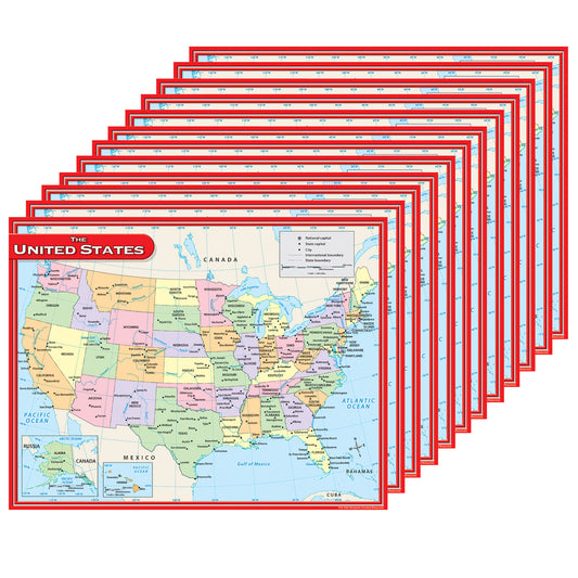 US Map Chart, Pack of 12