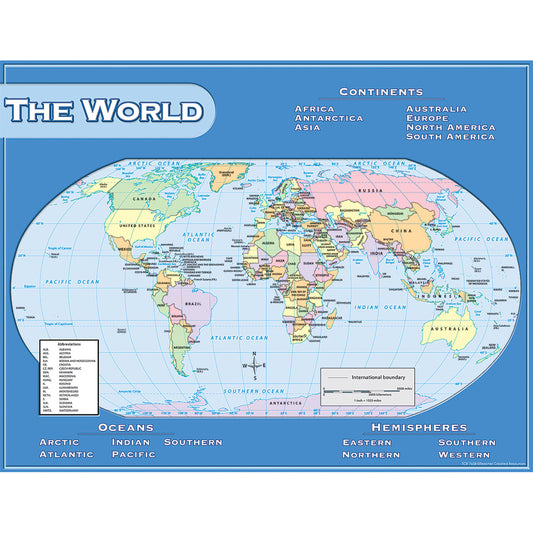 World Map Chart, Pack of 12