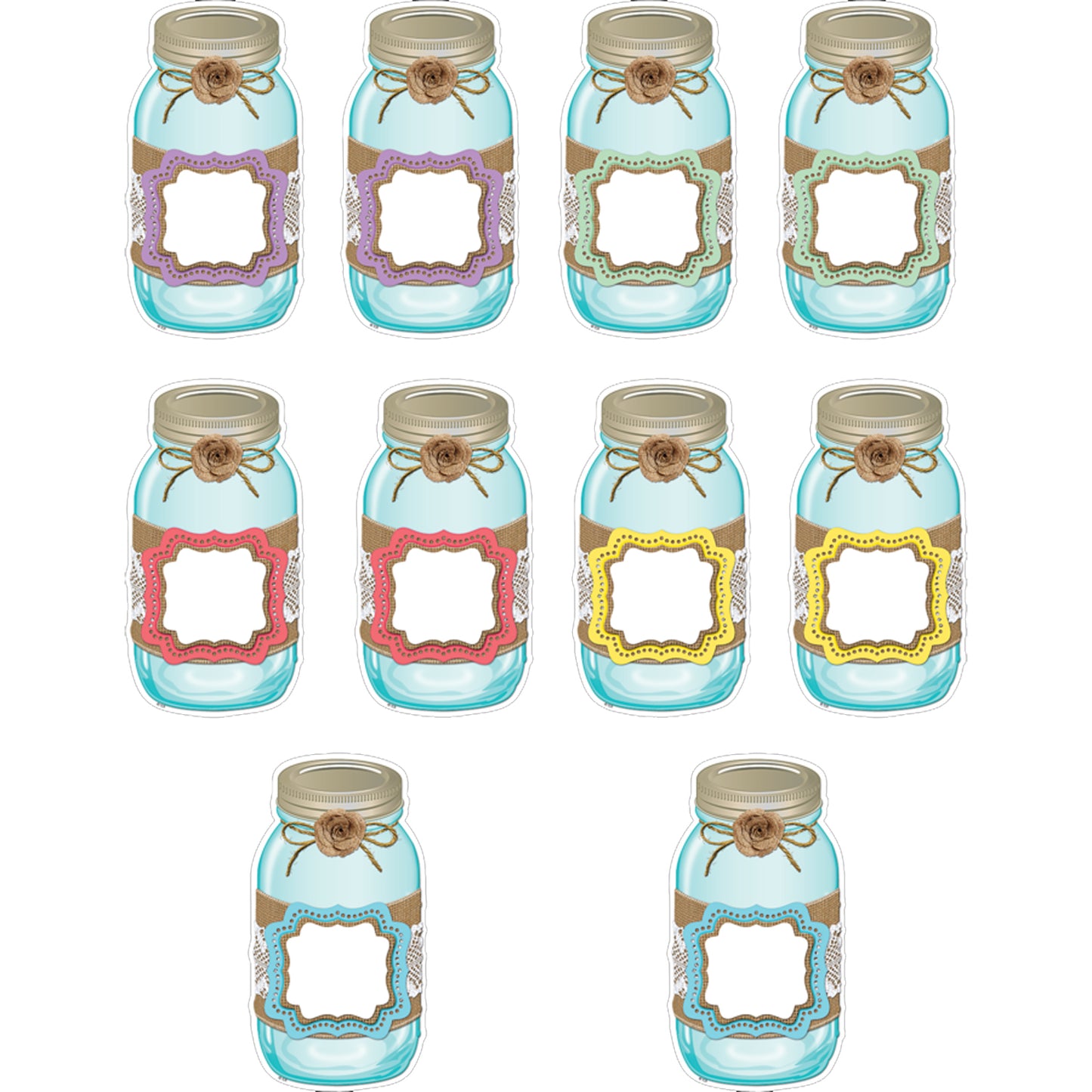 (6 PK) SHABBY CHIC MASON JARS ACCENTS