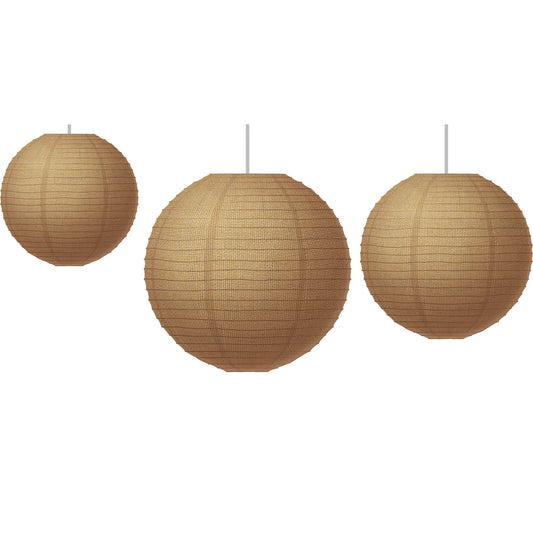 Burlap Design Paper Lanterns, Pack of 3