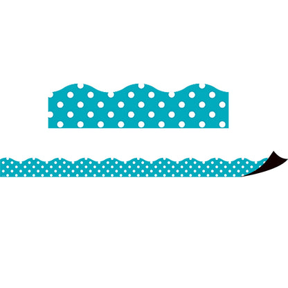 Teal Polka Dots Magnetic Border, 24 Feet Per Pack, 3 Packs