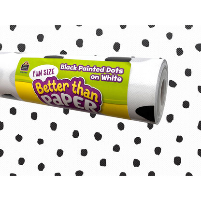 Fun Size Better Than Paper Bulletin Board Roll Black Painted Dots on White, Pack of 2