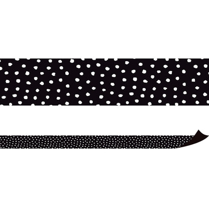 Black with White Painted Dots Magnetic Border, 24 Feet