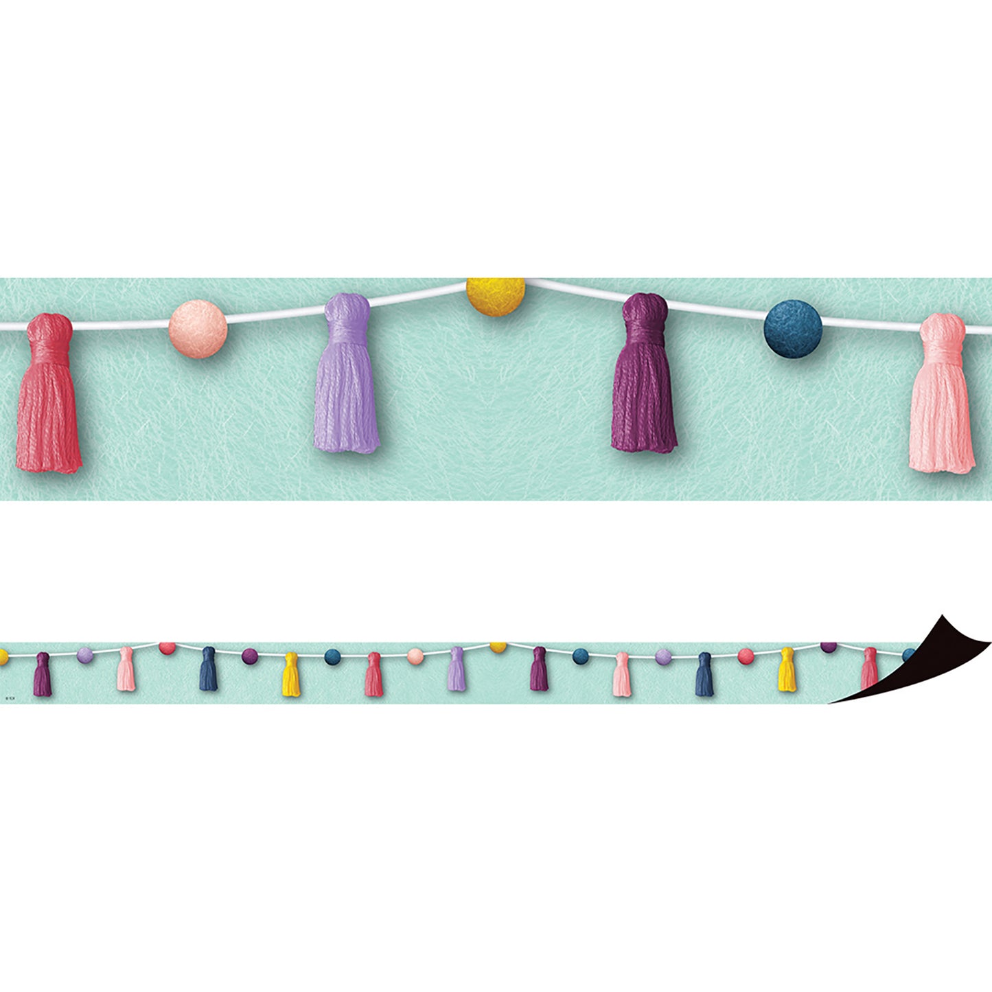Oh Happy Day Pom-Poms and Tassels Magnetic Border, 24 Feet