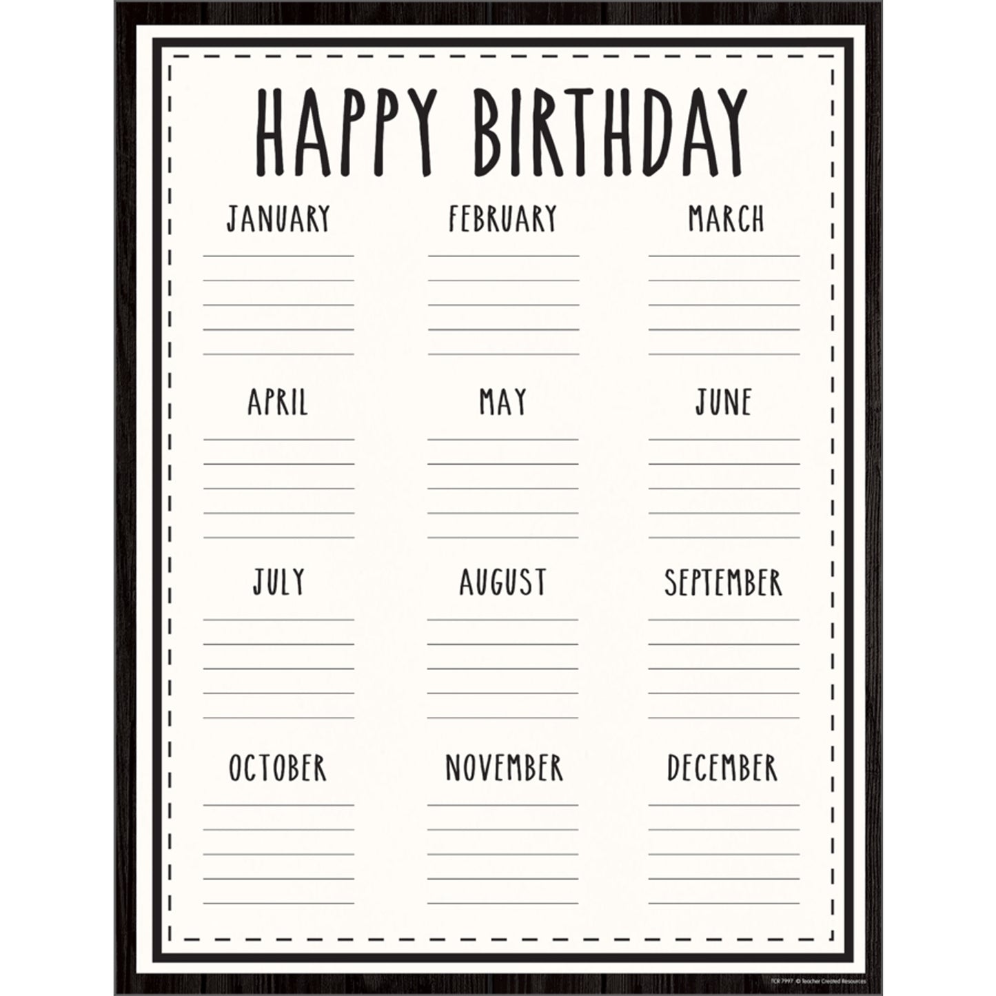 Modern Farmhouse Happy Birthday Chart