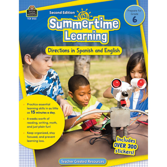 Summertime Learning: English and Spanish Directions, Grade 6 Second Edition (Prep)