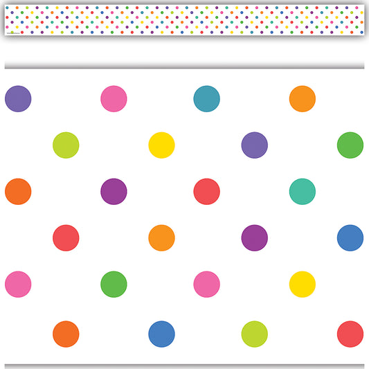 Colorful Dots Straight Border Trim, 35 Feet