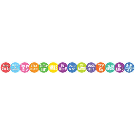 Colorful Positive Sayings Border Trim, 35 Feet