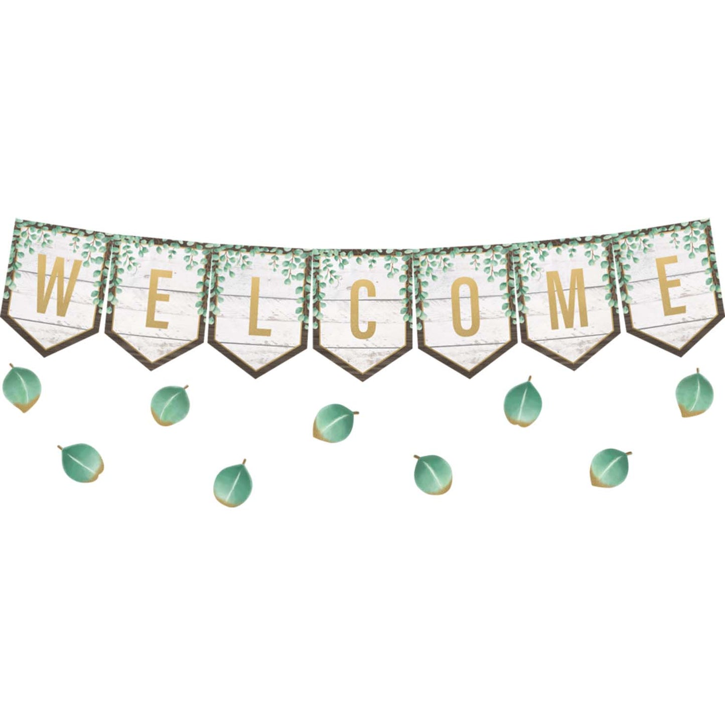 Eucalyptus Pennants Welcome Bulletin Board Set