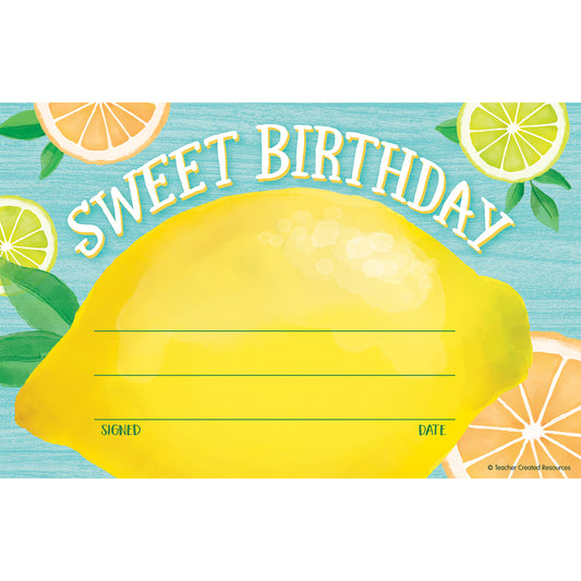 Lemon Zest Sweet Birthday Awards, Pack of 30