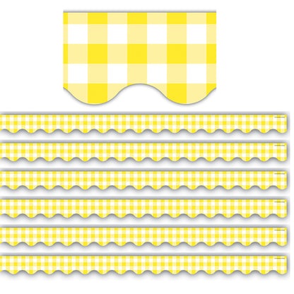 Yellow Gingham Scalloped Border Trim, 35 Feet Per Pack, 6 Packs