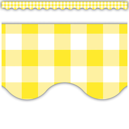 Yellow Gingham Scalloped Border Trim, 35 Feet