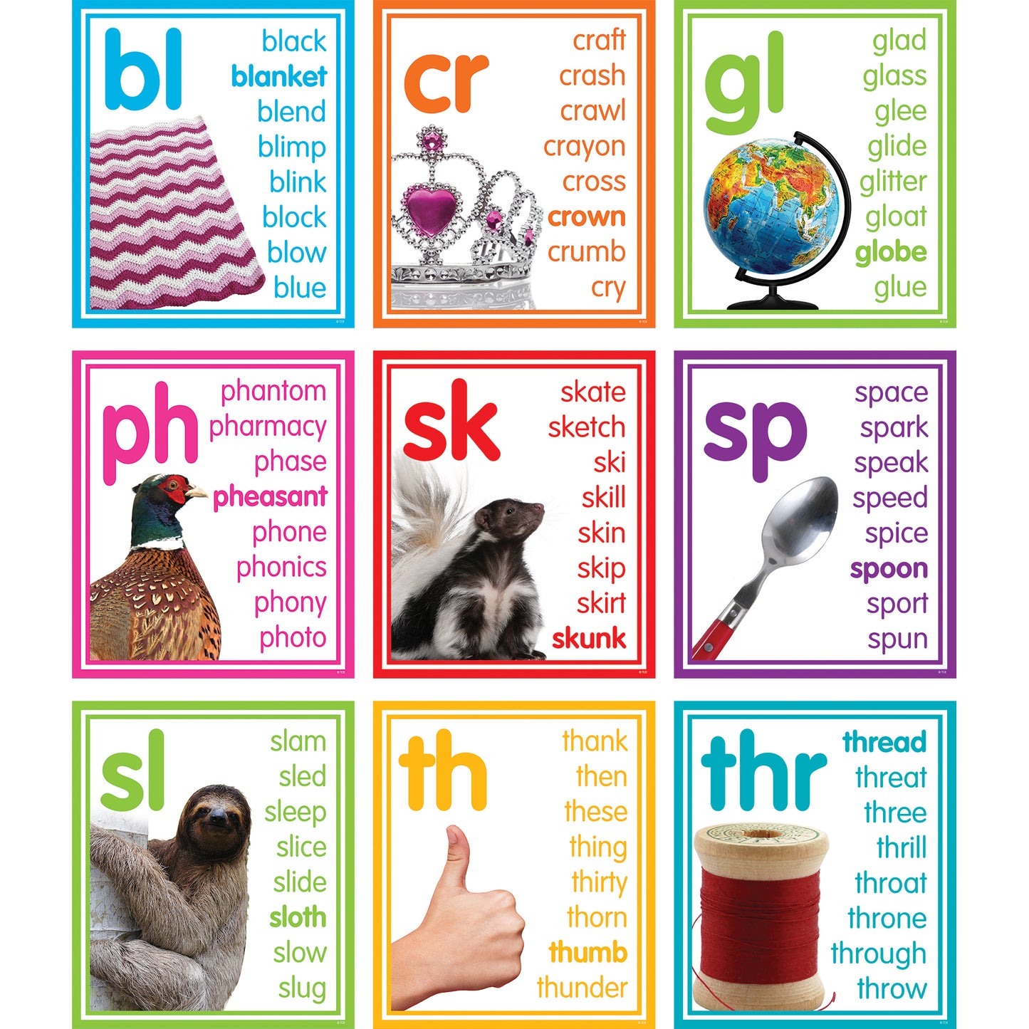 Colorful Photo Cards Digraphs and Blends Bulletin Board Set