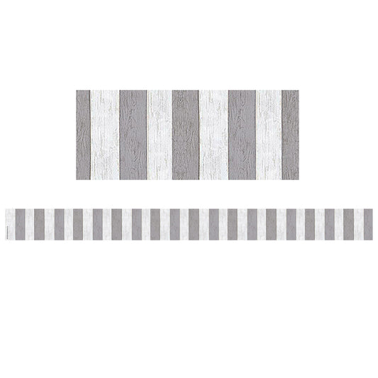 Modern Farmhouse Gray Stripes Straight Border Trim, 35 Feet