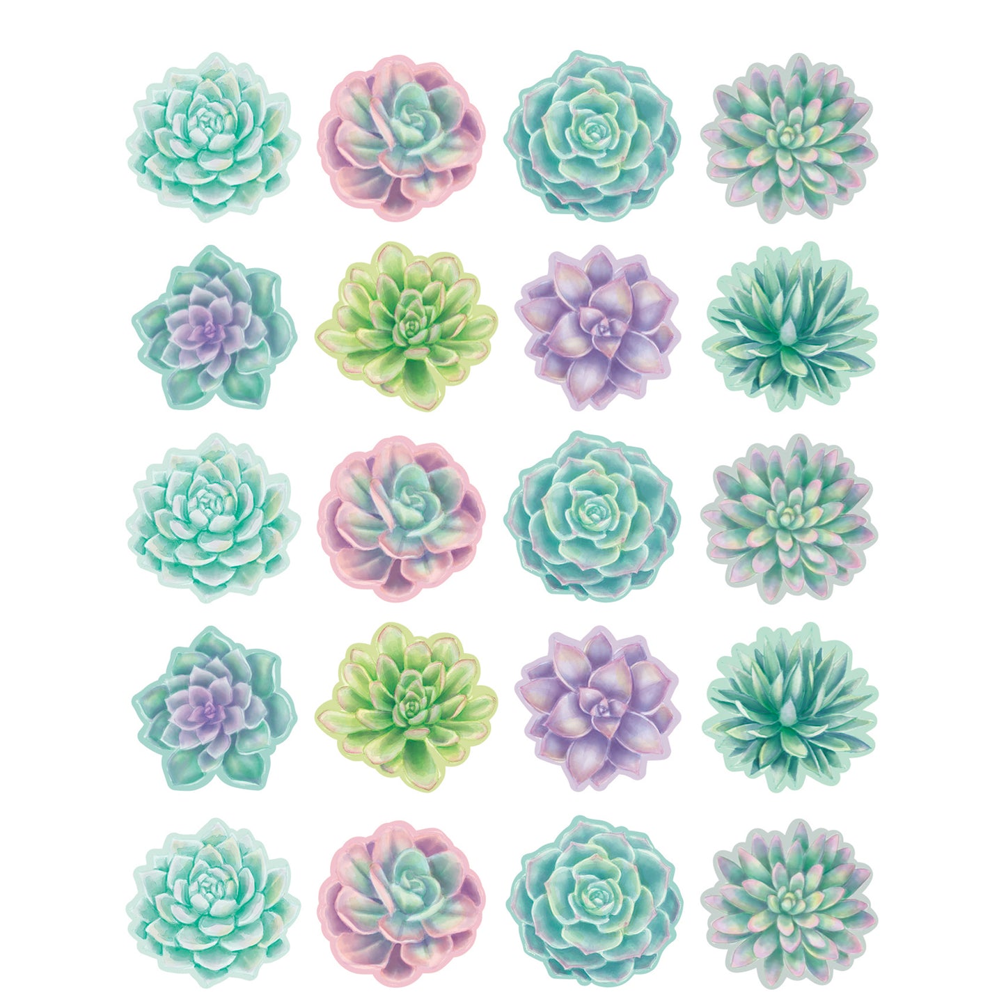 Rustic Bloom Succulents Stickers, Pack of 120