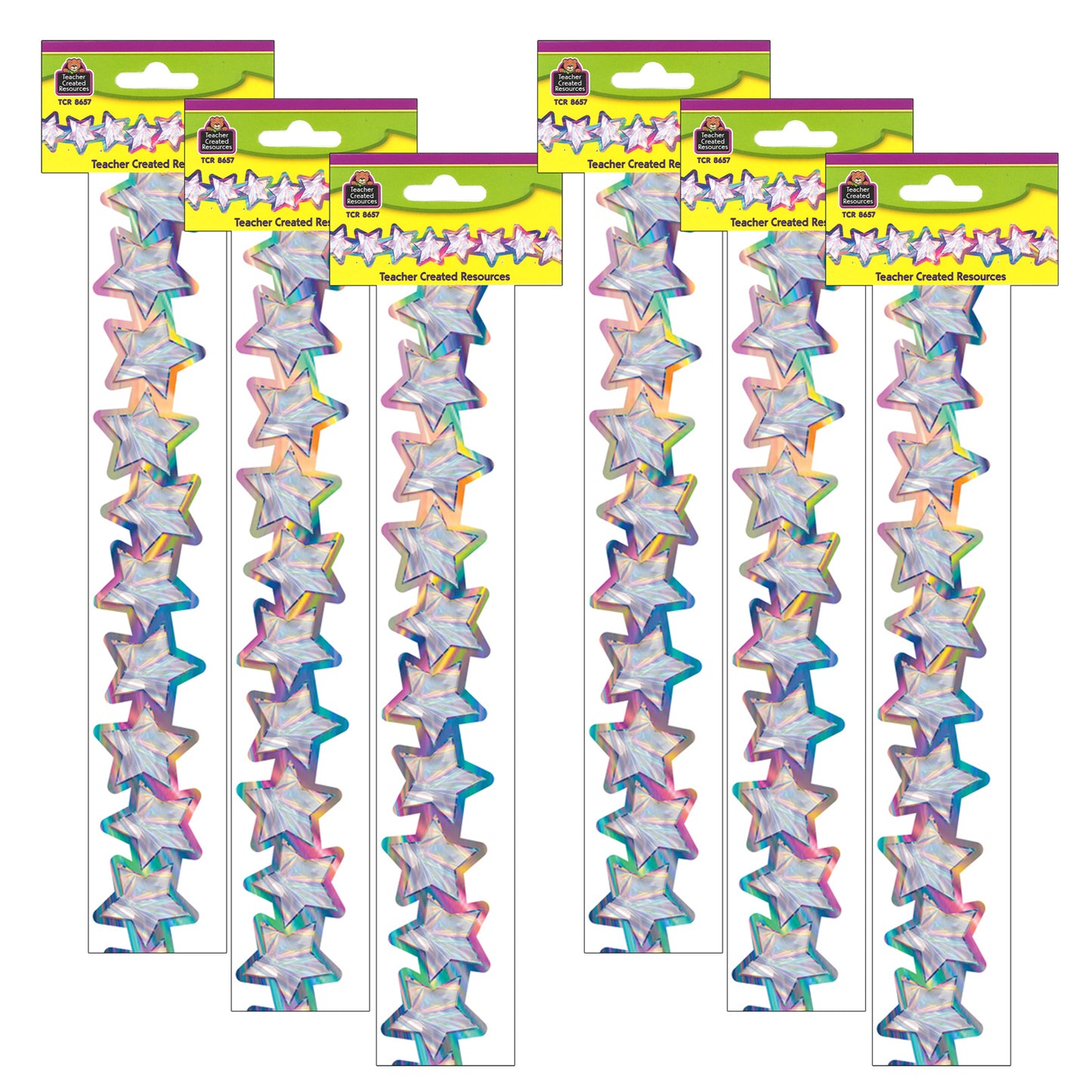 (6 PK) IRIDESCENT STARS DIE-CUT