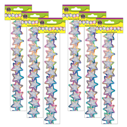 (6 PK) IRIDESCENT STARS DIE-CUT