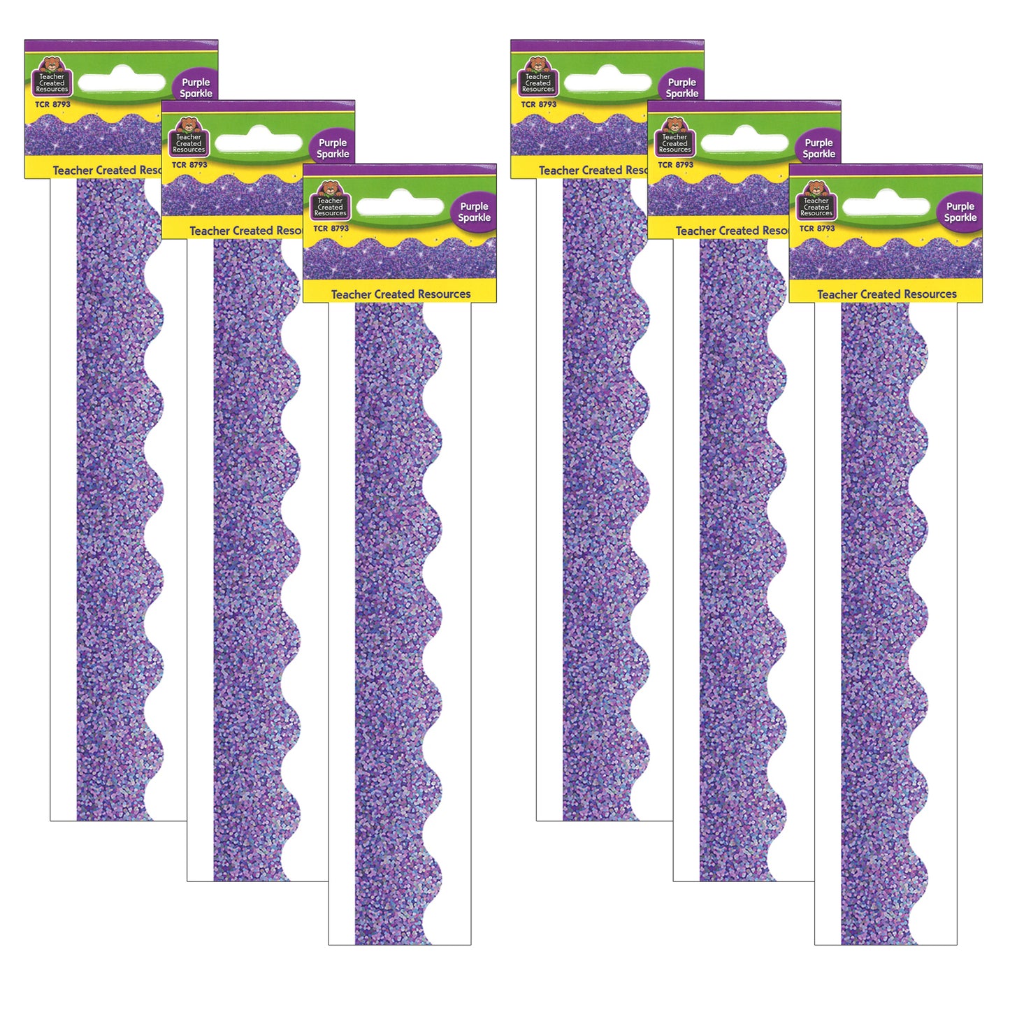 (6 PK) PURPLE SPARKLE SCALLOPED