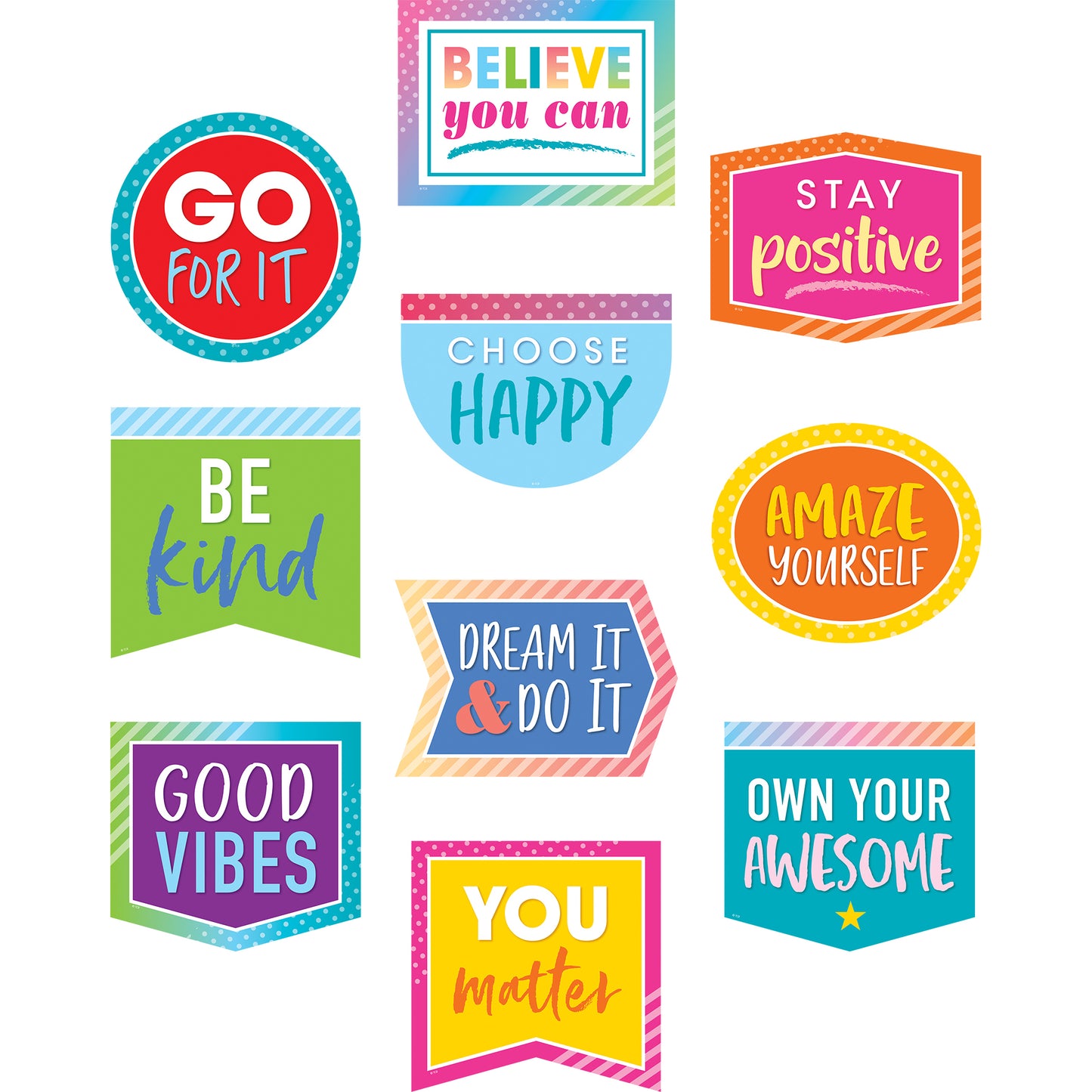 Colorful Vibes Positive Sayings Accents, 3 Packs