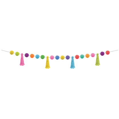 Colorful Pom-Poms and Tassels Garland, Pack of 3