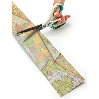 Travel the Map Straight Rolled Border Trim, 50 Feet