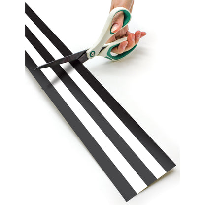 Black & White Stripes Straight Rolled Border Trim, 50 Feet