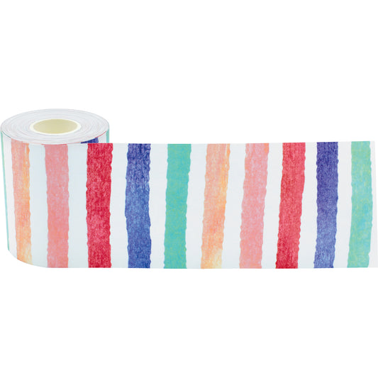 Watercolor Stripes Straight Rolled Border Trim, 50 Feet