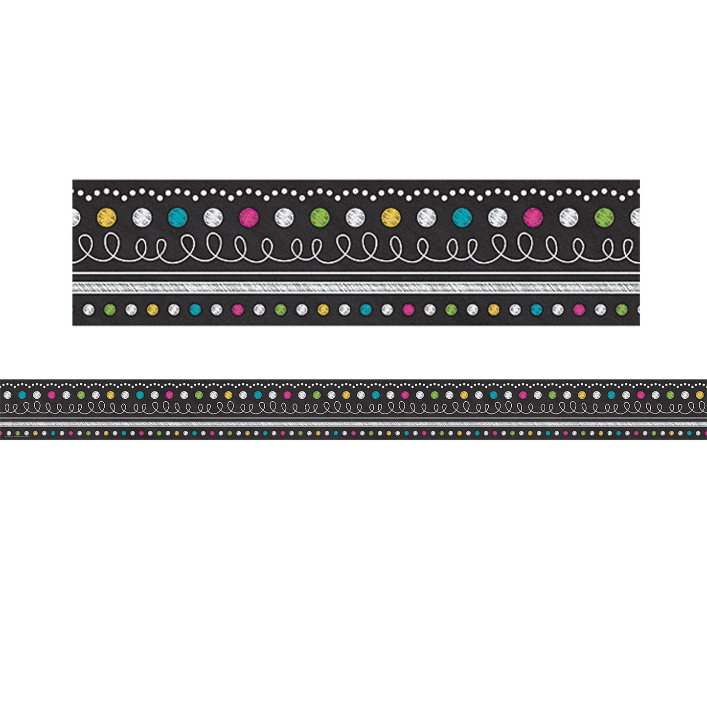 Chalkboard Brights Straight Rolled Border Trim, 50 Feet