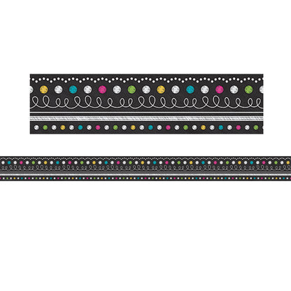 Chalkboard Brights Straight Rolled Border Trim, 50 Feet