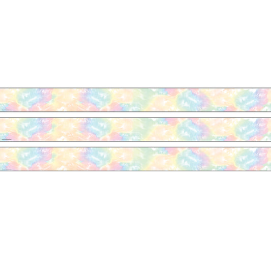 Pastel Pop Tie-Dye Straight Rolled Border Trim, 50 Feet, 3 Rolls