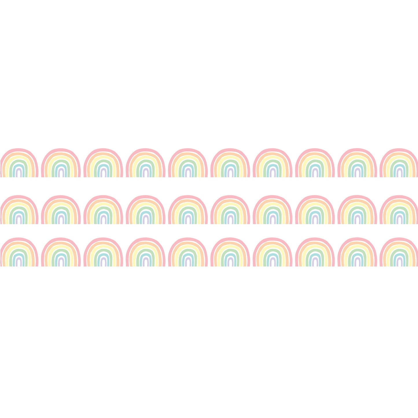 Pastel Pop Rainbows Die-Cut Rolled Border Trim, 50 Feet, 3 Rolls