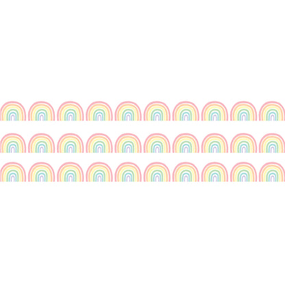 Pastel Pop Rainbows Die-Cut Rolled Border Trim, 50 Feet, 3 Rolls