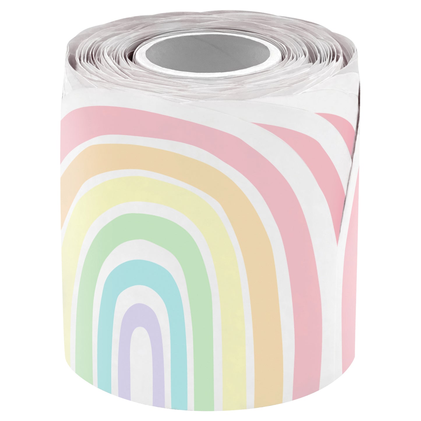 Pastel Pop Rainbows Die-Cut Rolled Border Trim, 50 Feet, 3 Rolls