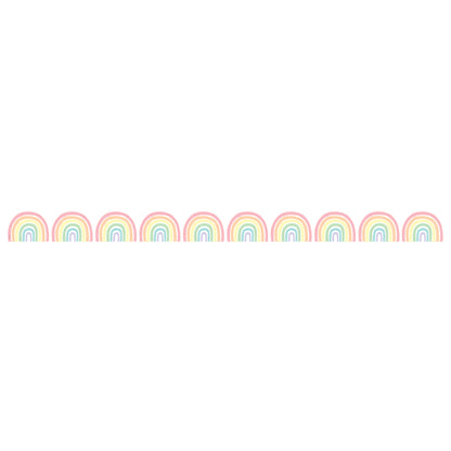 Pastel Pop Rainbows Die-Cut Rolled Border Trim, 50 Feet, 3 Rolls