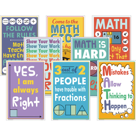 Math Fun Charts, Set of 8