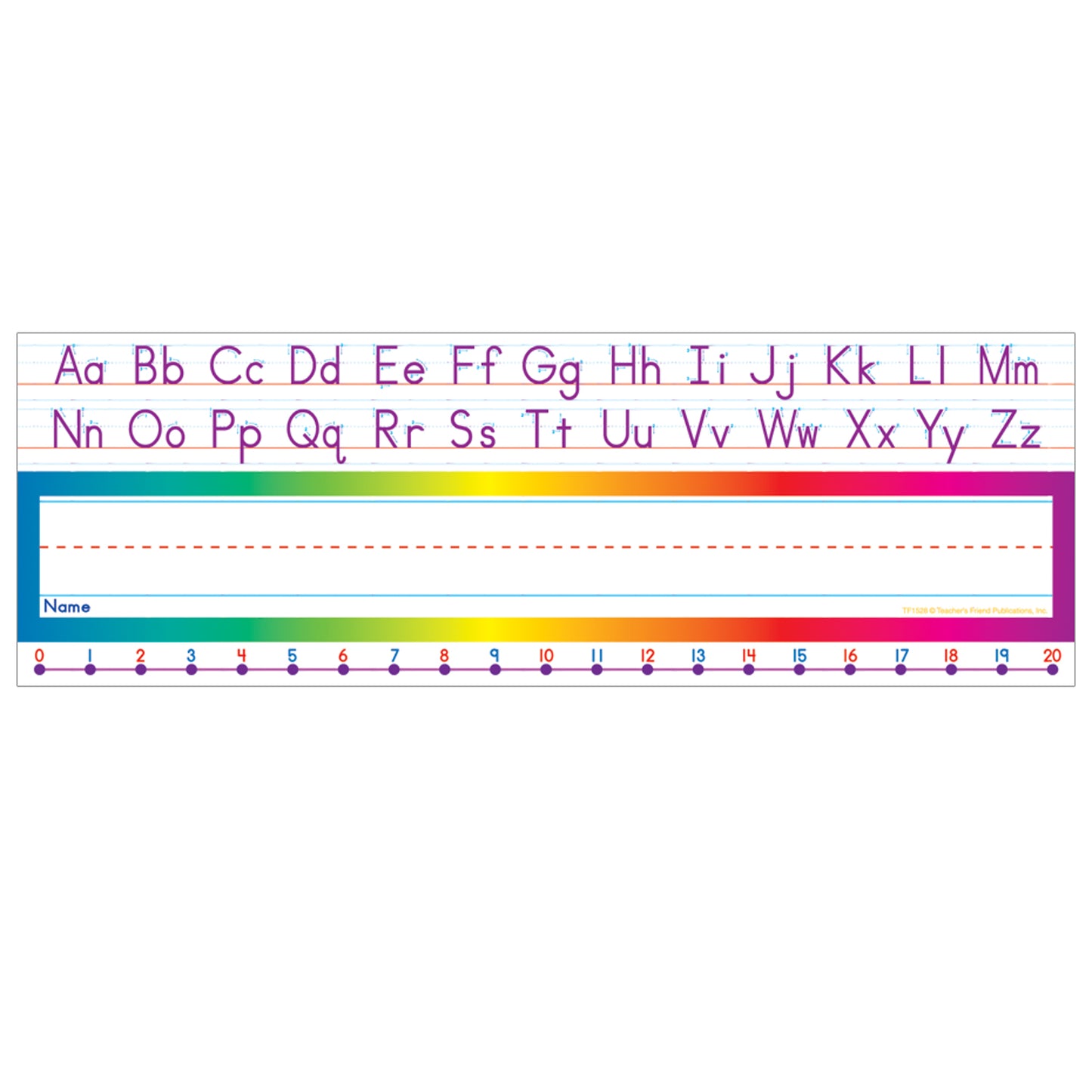 Alphabet / Number Line (Standard Manuscript) Name Plates, 36 Per Pack, 3 Packs