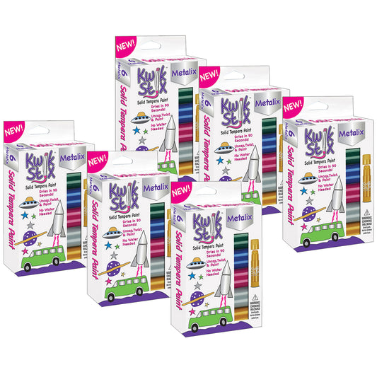 Kwik Stix™ Solid Tempera Paint Stick, Metallic Colors, 6 Per Pack, 6 Packs