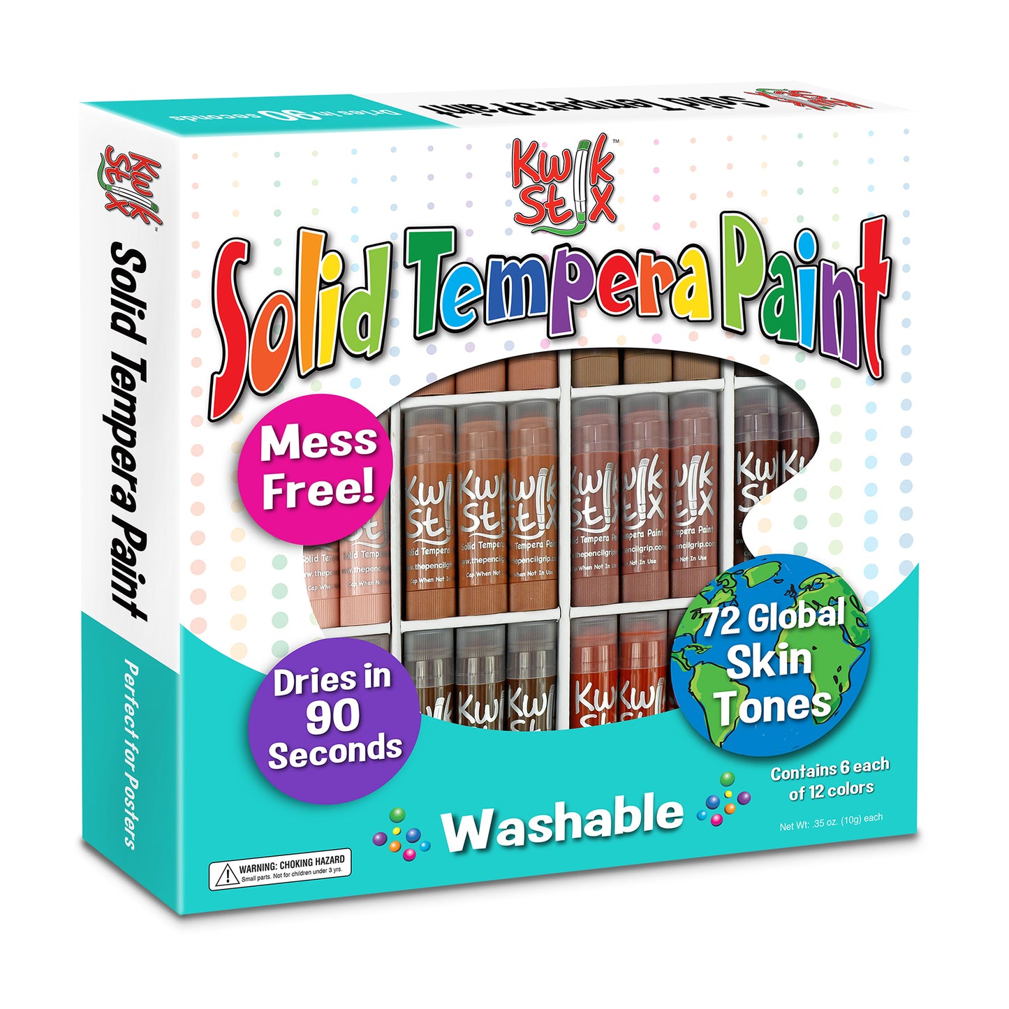Solid Tempera Paint Sticks, Global Skin Tones, Class Pack Set of 72 Colors