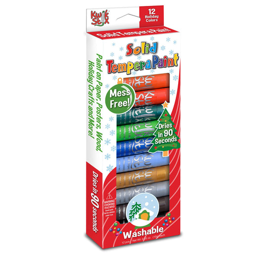 Solid Tempera Paint Sticks, Christmas Limited Edition, 12 Per Pack, 6 Packs