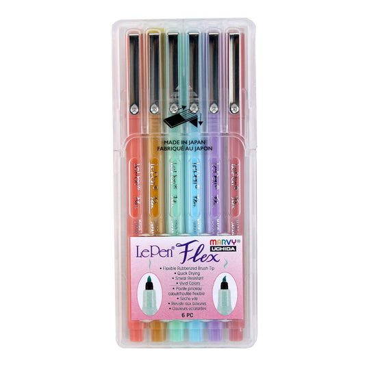 LePen® Flex Marker, Brush Tip, Pastel, 6 Colors