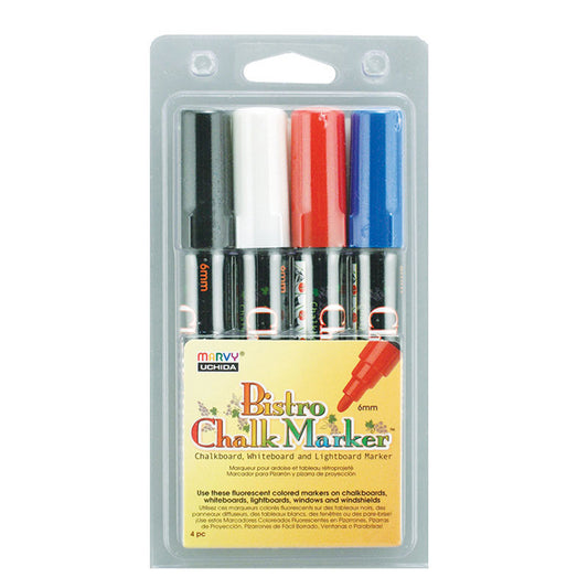 Broad Point Chalk Marker Broad Tip Set 4C, Basic Colors, Pack of 4