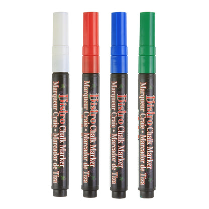 Bistro Chalk Markers, Fine Tip, 4-Color Set, Red, Green, Blue, White