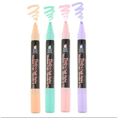 Bistro Chalk Markers, Chisel Tip 4-Color Set, Blush Pink, Peppermint, Pastel Peach, Pale Violet