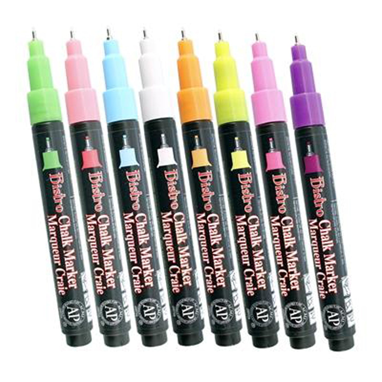 Bistro Chalk Markers, Extra Fine Tip 4-Color Set, Fluorescent Pink, Blue, Green, Yellow