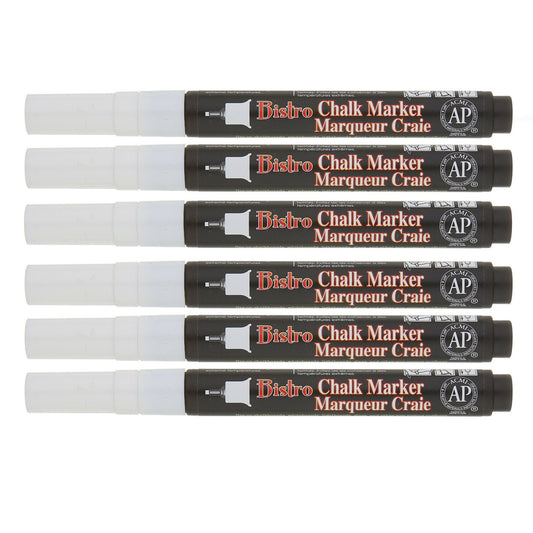 Bistro Single White Marker, Extra Fine Tip, Pack of 6