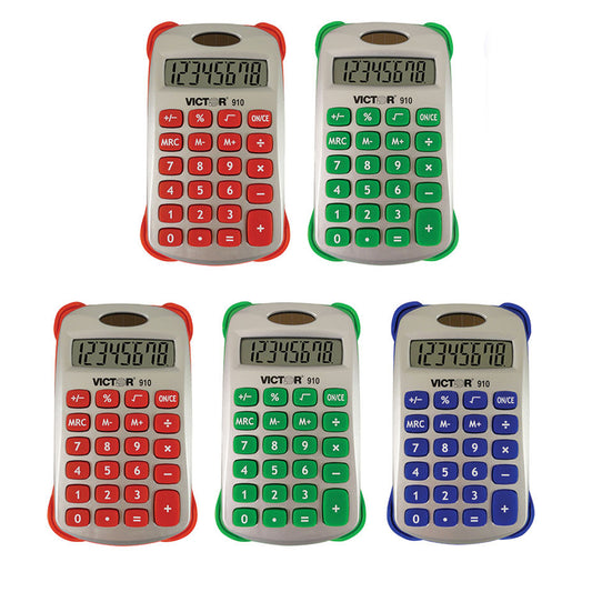 8 Digit Handheld Calculator with Cover, Bright Colors, Pack of 5