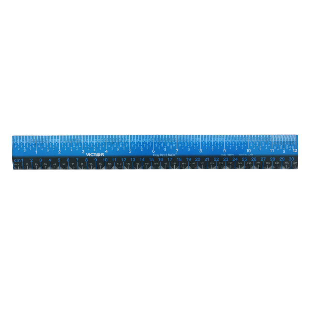 Easy Ready Ruler Easy Read™ Ruler, Plastic, Blue/Black, 12