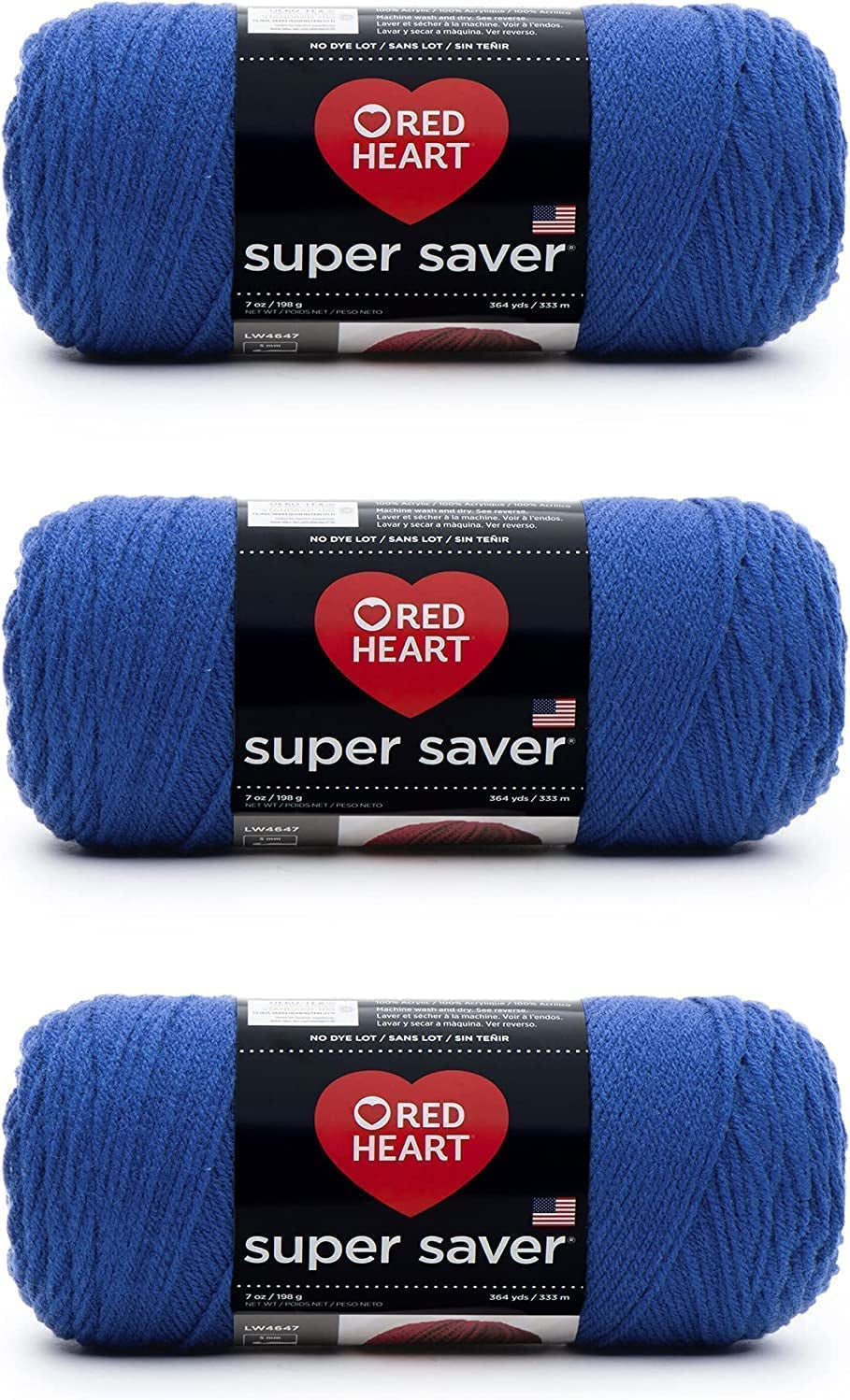 Super Saver White Yarn - 3 Pack of 198G/7Oz - Acrylic - 4 Medium (Worsted) - 364 Yards - Knitting/Crochet