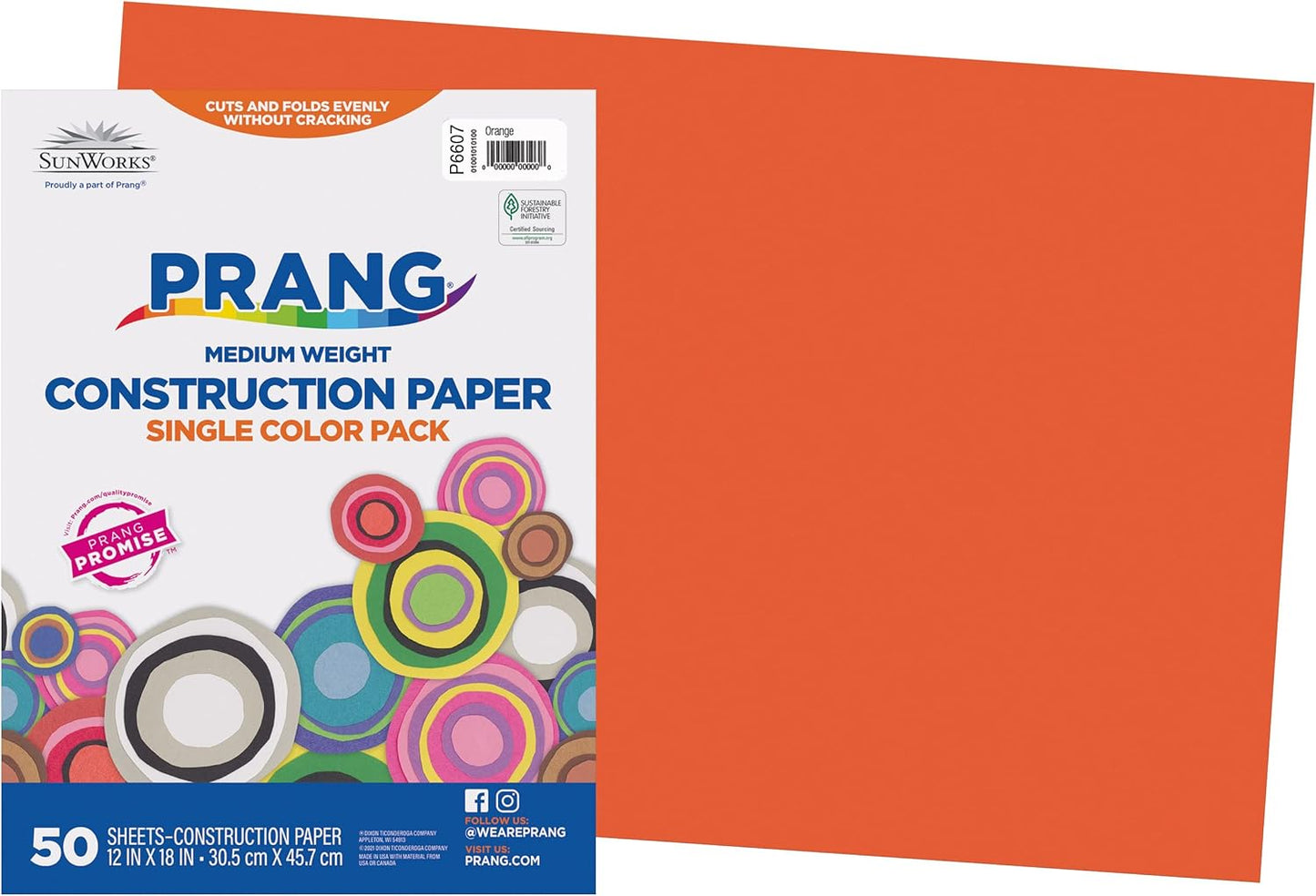 (Formerly ) Construction Paper, Orange, 12" X 18", 50 Sheets